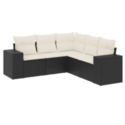 vidaXL Set de muebles de jardín 5 pzas y cojines ratán sintético negro