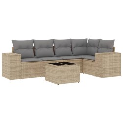 vidaXL Juego de sofás jardín con cojines 6 pzas ratán sintético beige