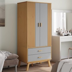 vidaXL Armario OLDEN madera maciza pino gris y marrón 76,5x53x172 cm