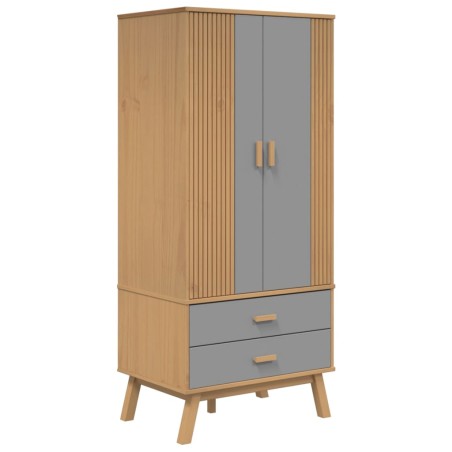 vidaXL Armario OLDEN madera maciza pino gris y marrón 76,5x53x172 cm