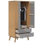 vidaXL Armario OLDEN madera maciza pino gris y marrón 76,5x53x172 cm