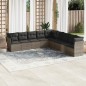 vidaXL Set de muebles de jardín 9 pzas y cojines ratán sintético gris