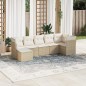 vidaXL Set sofás de jardín 7 piezas y cojines ratán sintético beige vidaXL Set sofás de jardín 7 piezas y cojines ratán sintético beige