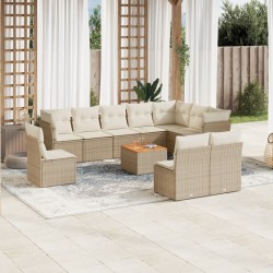 vidaXL Set de sofás de jardín 11pzas con cojines ratán sintético beige