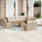 vidaXL Set de sofás de jardín 11pzas con cojines ratán sintético beige vidaXL Set de sofás de jardín 11pzas con cojines ratán sintético beige