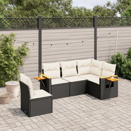vidaXL Set de muebles de jardín 5 pzas y cojines ratán sintético negro
