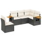 vidaXL Set de muebles de jardín 5 pzas y cojines ratán sintético negro