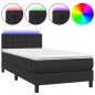 vidaXL Cama box spring y colchón LED cuero sintético negro 80x200 cm