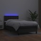 vidaXL Cama box spring y colchón LED cuero sintético negro 80x200 cm