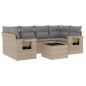 vidaXL Set sofás de jardín 7 piezas y cojines ratán sintético beige vidaXL Set sofás de jardín 7 piezas y cojines ratán sintético beige