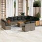vidaXL Set sofás de jardín con cojines 13 piezas ratán sintético gris vidaXL Set sofás de jardín con cojines 13 piezas ratán sintético gris
