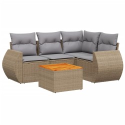 vidaXL Juego de sofás jardín con cojines 5 pzas ratán sintético beige