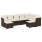 vidaXL Set de sofás de jardín 9 pzas y cojines ratán sintético marrón vidaXL Set de sofás de jardín 9 pzas y cojines ratán sintético marrón