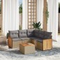 vidaXL Juego de sofás jardín con cojines 6 pzas ratán sintético beige