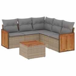 vidaXL Juego de sofás jardín con cojines 6 pzas ratán sintético beige