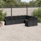 vidaXL Set de sofás de jardín 8 piezas y cojines ratán sintético negro vidaXL Set de sofás de jardín 8 piezas y cojines ratán sintético negro