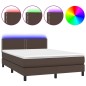 vidaXL Cama box spring colchón y LED cuero sintético marrón 140x200 cm vidaXL Cama box spring colchón y LED cuero sintético marrón 140x200 cm