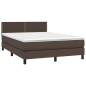 vidaXL Cama box spring colchón y LED cuero sintético marrón 140x200 cm vidaXL Cama box spring colchón y LED cuero sintético marrón 140x200 cm