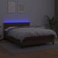 vidaXL Cama box spring colchón y LED cuero sintético marrón 140x200 cm vidaXL Cama box spring colchón y LED cuero sintético marrón 140x200 cm
