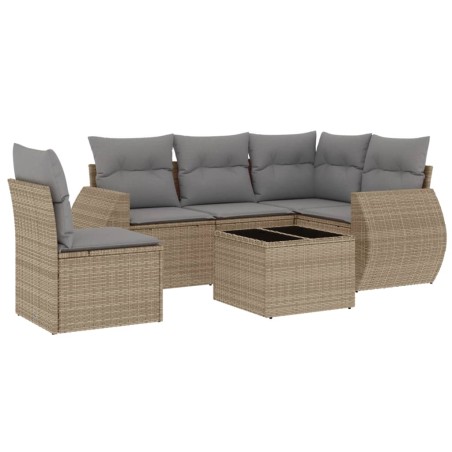 vidaXL Juego de sofás jardín con cojines 6 pzas ratán sintético beige