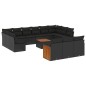 vidaXL Set sofás de jardín 14 pzas con cojines ratán sintético negro vidaXL Set sofás de jardín 14 pzas con cojines ratán sintético negro
