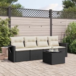 vidaXL Set de muebles de jardín 5 pzas y cojines ratán sintético negro