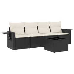 vidaXL Set de muebles de jardín 5 pzas y cojines ratán sintético negro