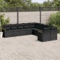 vidaXL Set de sofás de jardín 10 pzas cojines ratán sintético negro vidaXL Set de sofás de jardín 10 pzas cojines ratán sintético negro