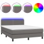 vidaXL Cama box spring colchón y LED cuero sintético gris 140x190 cm vidaXL Cama box spring colchón y LED cuero sintético gris 140x190 cm