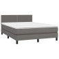 vidaXL Cama box spring colchón y LED cuero sintético gris 140x190 cm vidaXL Cama box spring colchón y LED cuero sintético gris 140x190 cm