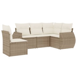 vidaXL Juego de sofás jardín con cojines 5 pzas ratán sintético beige