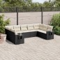 vidaXL Set de sofás de jardín 8 piezas y cojines ratán sintético negro vidaXL Set de sofás de jardín 8 piezas y cojines ratán sintético negro