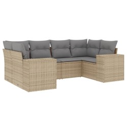 vidaXL Juego de sofás jardín con cojines 6 pzas ratán sintético beige