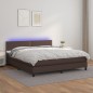 vidaXL Cama box spring colchón y LED cuero sintético marrón 180x200 cm vidaXL Cama box spring colchón y LED cuero sintético marrón 180x200 cm