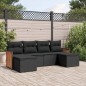 vidaXL Set de sofás de jardín 6 piezas y cojines ratán sintético negro vidaXL Set de sofás de jardín 6 piezas y cojines ratán sintético negro