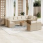 vidaXL Set sofás de jardín con cojines 13 pzas ratán sintético beige