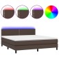 vidaXL Cama box spring colchón y LED cuero sintético marrón 180x200 cm vidaXL Cama box spring colchón y LED cuero sintético marrón 180x200 cm