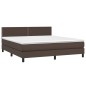 vidaXL Cama box spring colchón y LED cuero sintético marrón 180x200 cm vidaXL Cama box spring colchón y LED cuero sintético marrón 180x200 cm