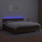 vidaXL Cama box spring colchón y LED cuero sintético marrón 180x200 cm vidaXL Cama box spring colchón y LED cuero sintético marrón 180x200 cm