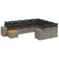 vidaXL Set de sofás de jardín 10 pzas con cojines ratán sintético gris