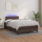vidaXL Cama box spring colchón y LED cuero sintético marrón 120x200 cm vidaXL Cama box spring colchón y LED cuero sintético marrón 120x200 cm