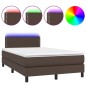 vidaXL Cama box spring colchón y LED cuero sintético marrón 120x200 cm vidaXL Cama box spring colchón y LED cuero sintético marrón 120x200 cm