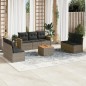 vidaXL Set de sofás de jardín 8 pzas y cojines ratán sintético gris vidaXL Set de sofás de jardín 8 pzas y cojines ratán sintético gris
