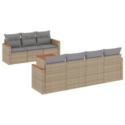 vidaXL Juego de sofás jardín con cojines beige mezcla 8 pzas ratán PE