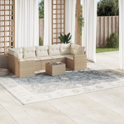 vidaXL Juego de sofás de jardín con cojines beige 8 pzas ratán PE