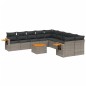 vidaXL Set de sofás de jardín 11 pzas y cojines ratán sintético gris vidaXL Set de sofás de jardín 11 pzas y cojines ratán sintético gris
