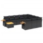 vidaXL Set de sofás de jardín 11 pzas y cojines ratán sintético negro vidaXL Set de sofás de jardín 11 pzas y cojines ratán sintético negro