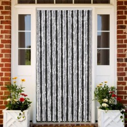 vidaXL Cortina antimoscas chenilla gris y negro 100x200 cm