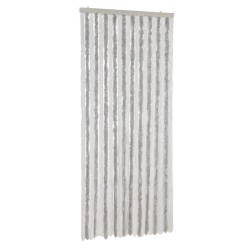 vidaXL Cortina antimoscas chenilla gris claro y blanco 100x200 cm