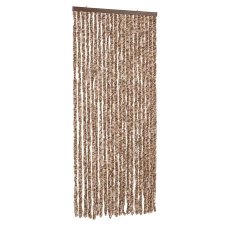 vidaXL Cortina antimoscas chenilla beige y marrón oscuro 90x200 cm
